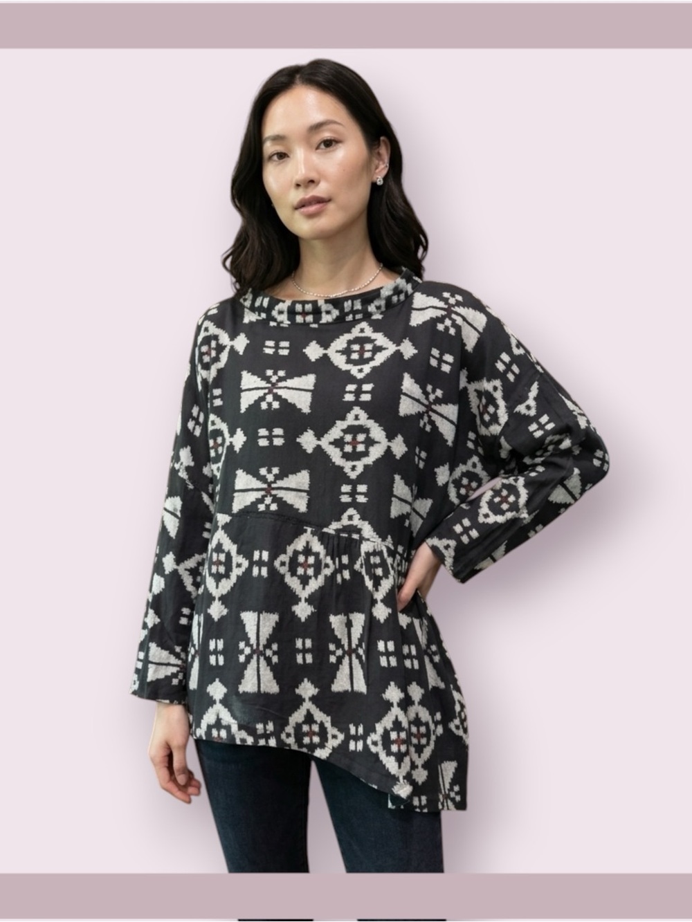 Machiko Batik Style Geo Print Blouse